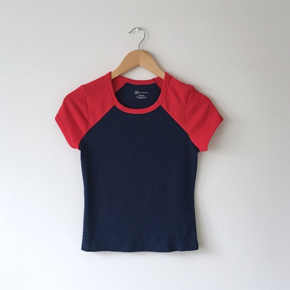 NWOT Nobo Navy and Red Short Sleeve Tee